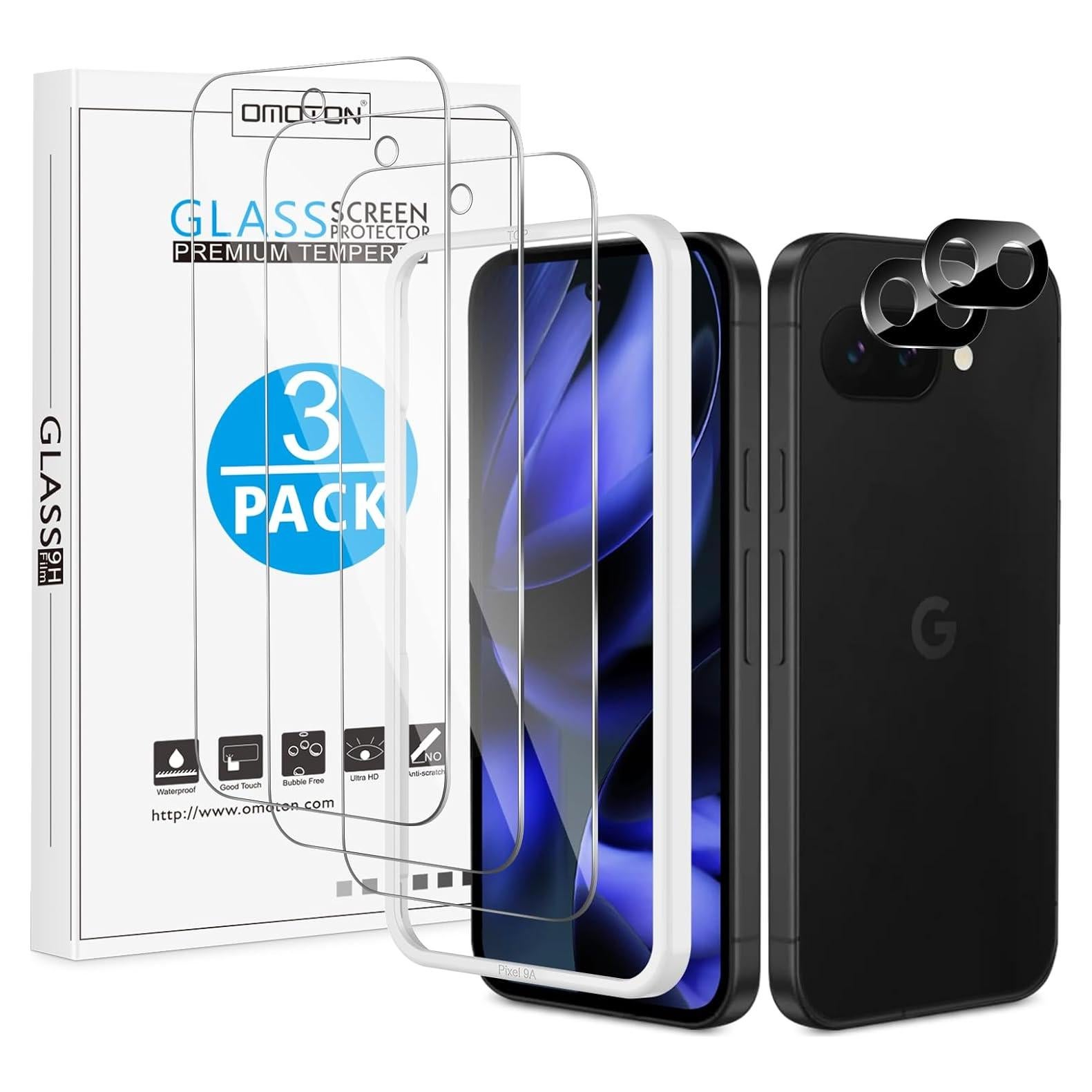 Protector de Pantalla OMOTON para Google Pixel 9a 6.3" + Lente