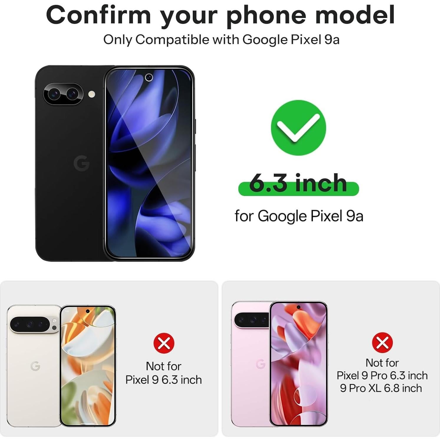 Protector de Pantalla OMOTON para Google Pixel 9a 6.3" + Lente