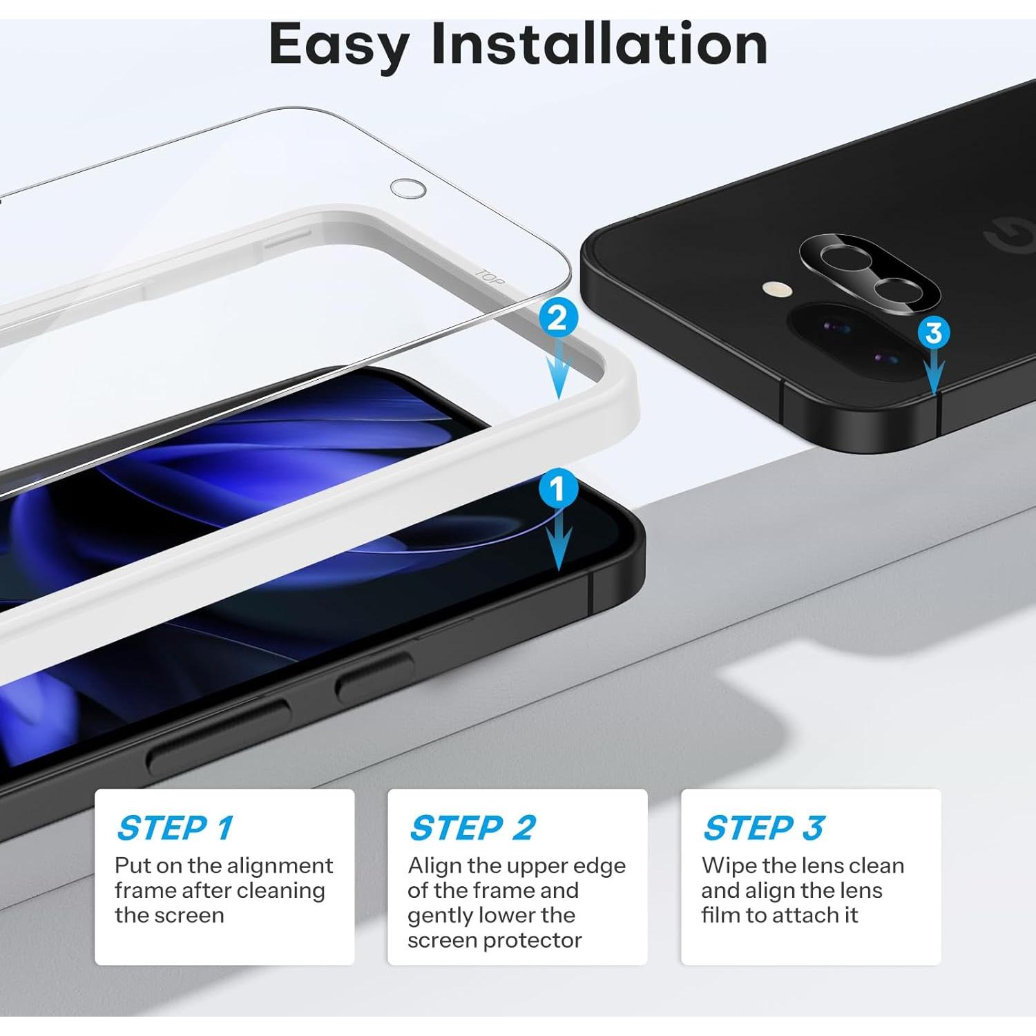 Protector de Pantalla OMOTON para Google Pixel 9a 6.3" + Lente