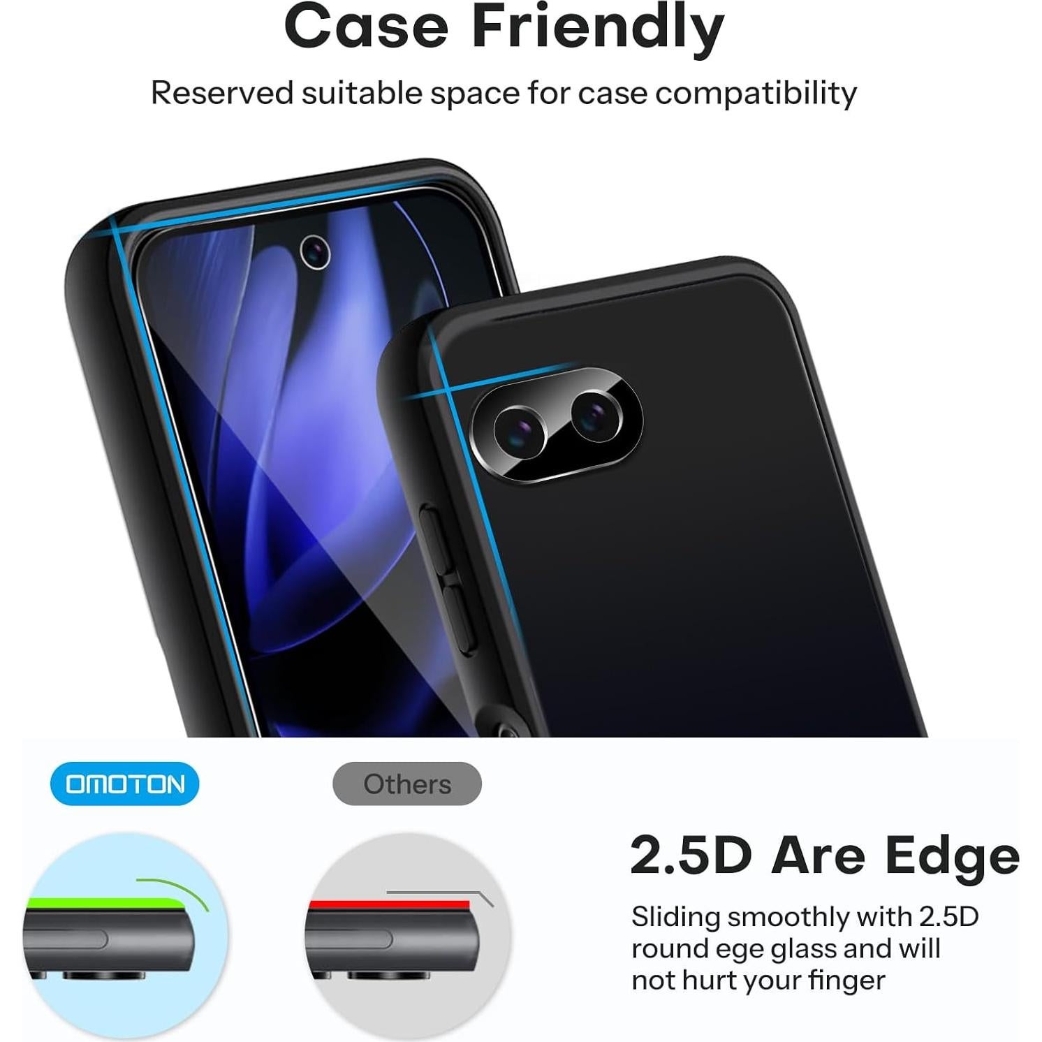 Protector de Pantalla OMOTON para Google Pixel 9a 6.3" + Lente