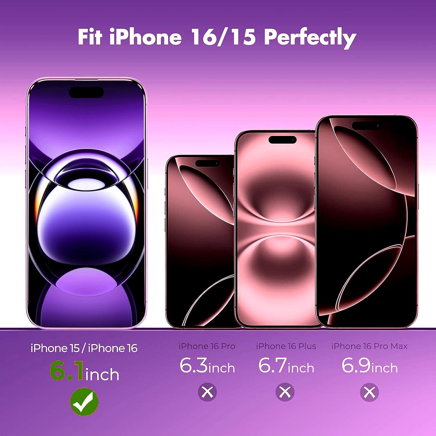 Paquete de 3 Protectores de Pantalla Vidrio Templado 9H BURJME iPhone 16