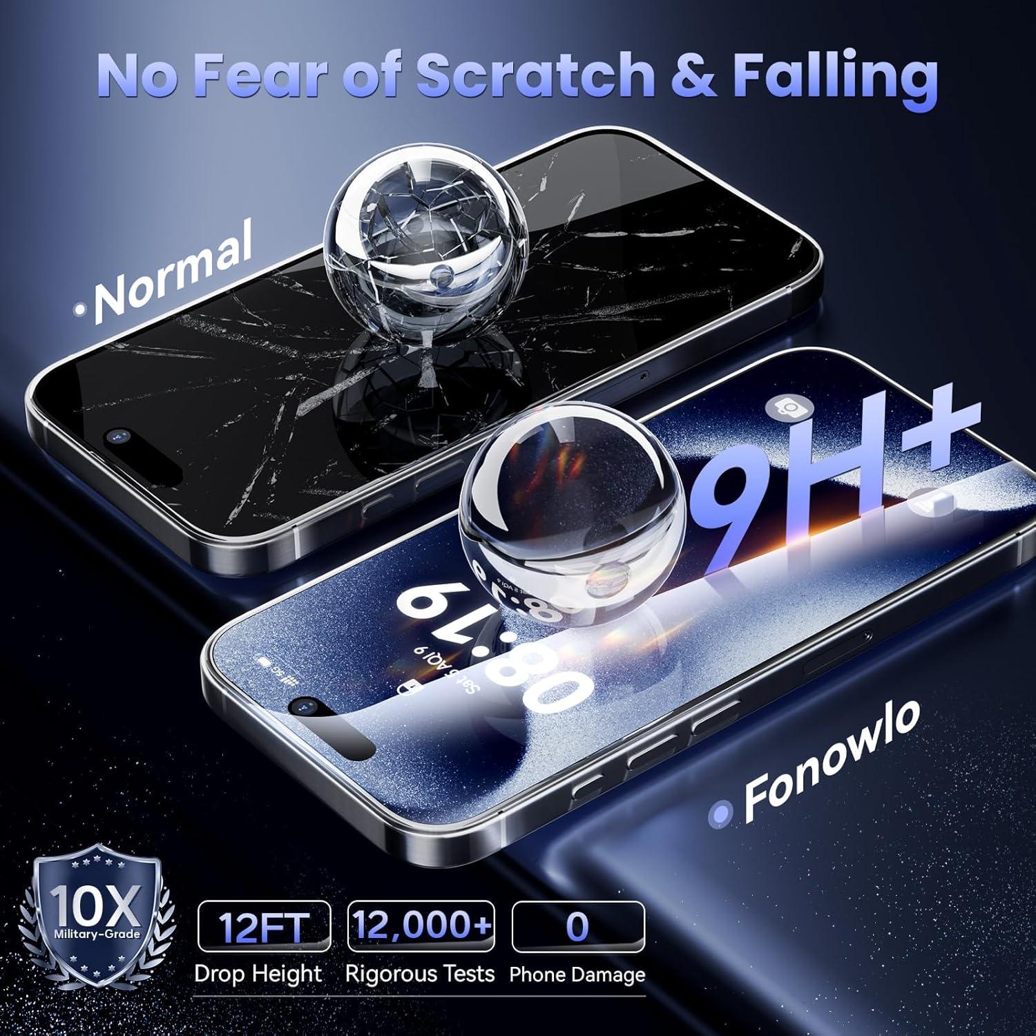 3 Protectores de Pantalla Vidrio Templado Fonowlo iPhone 16 Pro Max