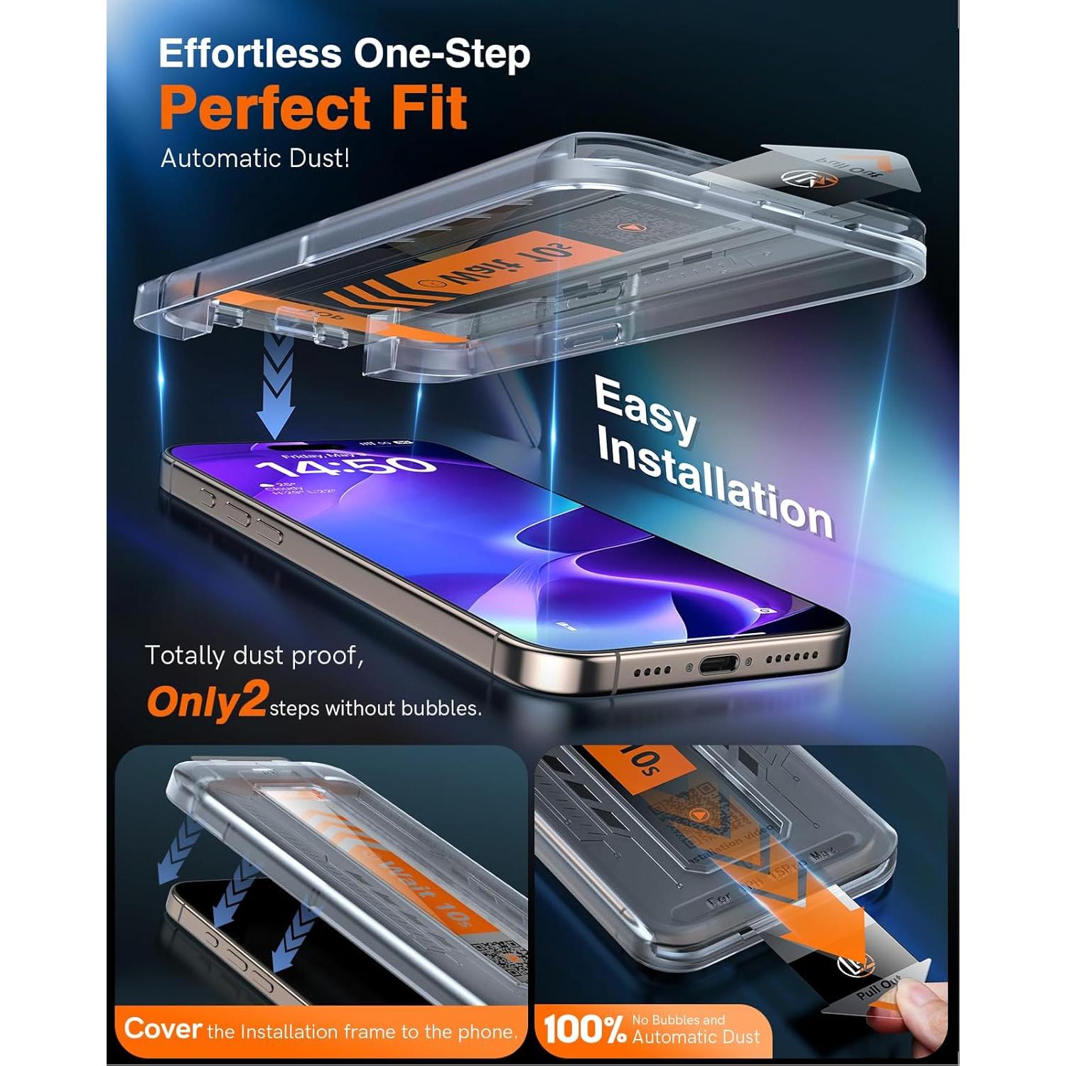 Protector de Pantalla LK para iPhone 15 Pro Max 3 Unidades 9H