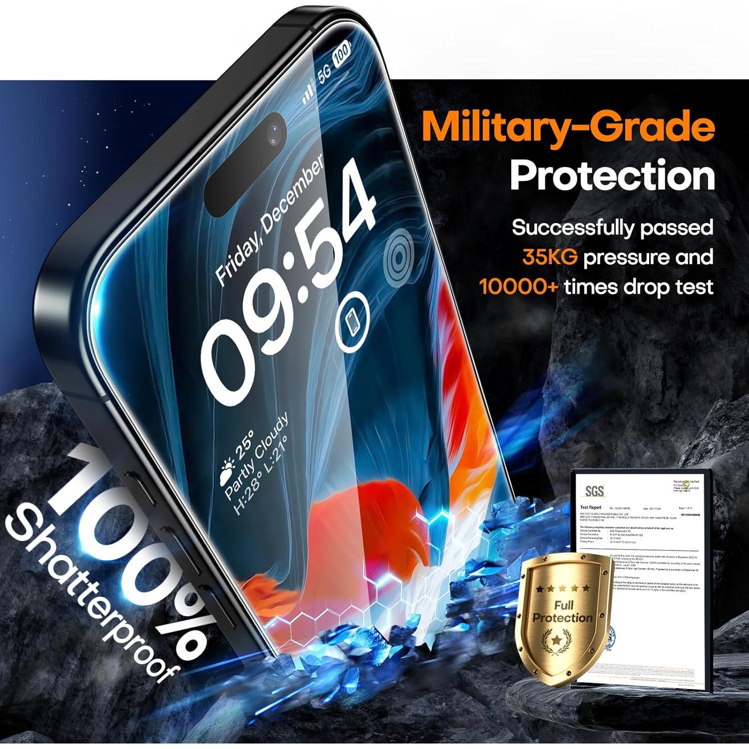 Protector de Pantalla TAURI para iPhone 16 Pro - Vidrio Templado 9H