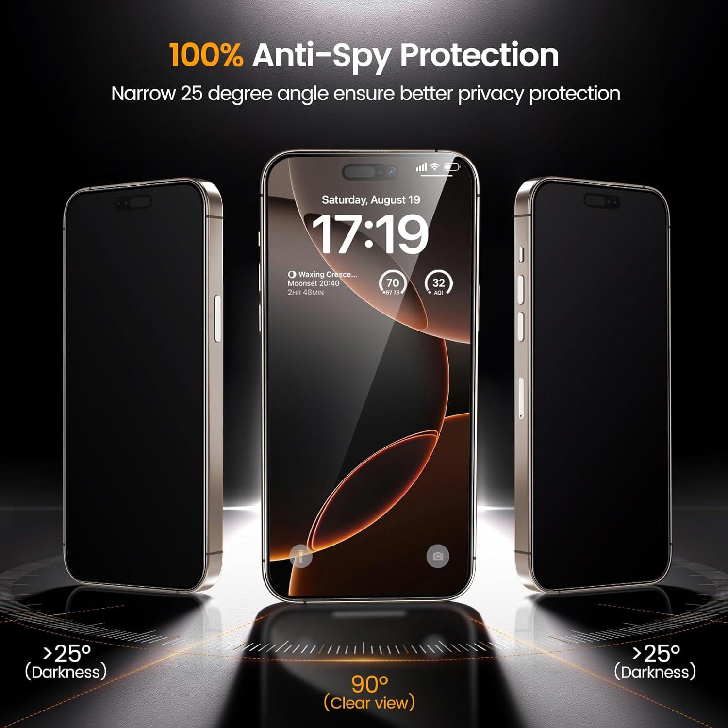 Protector de Pantalla Privado MOHAVE para iPhone 16 Pro 6.3"