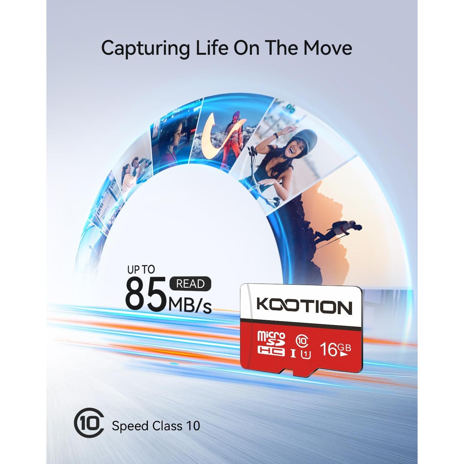 Paquete de 10 Tarjetas Micro SD 16GB KOOTION UHS-I Clase 10