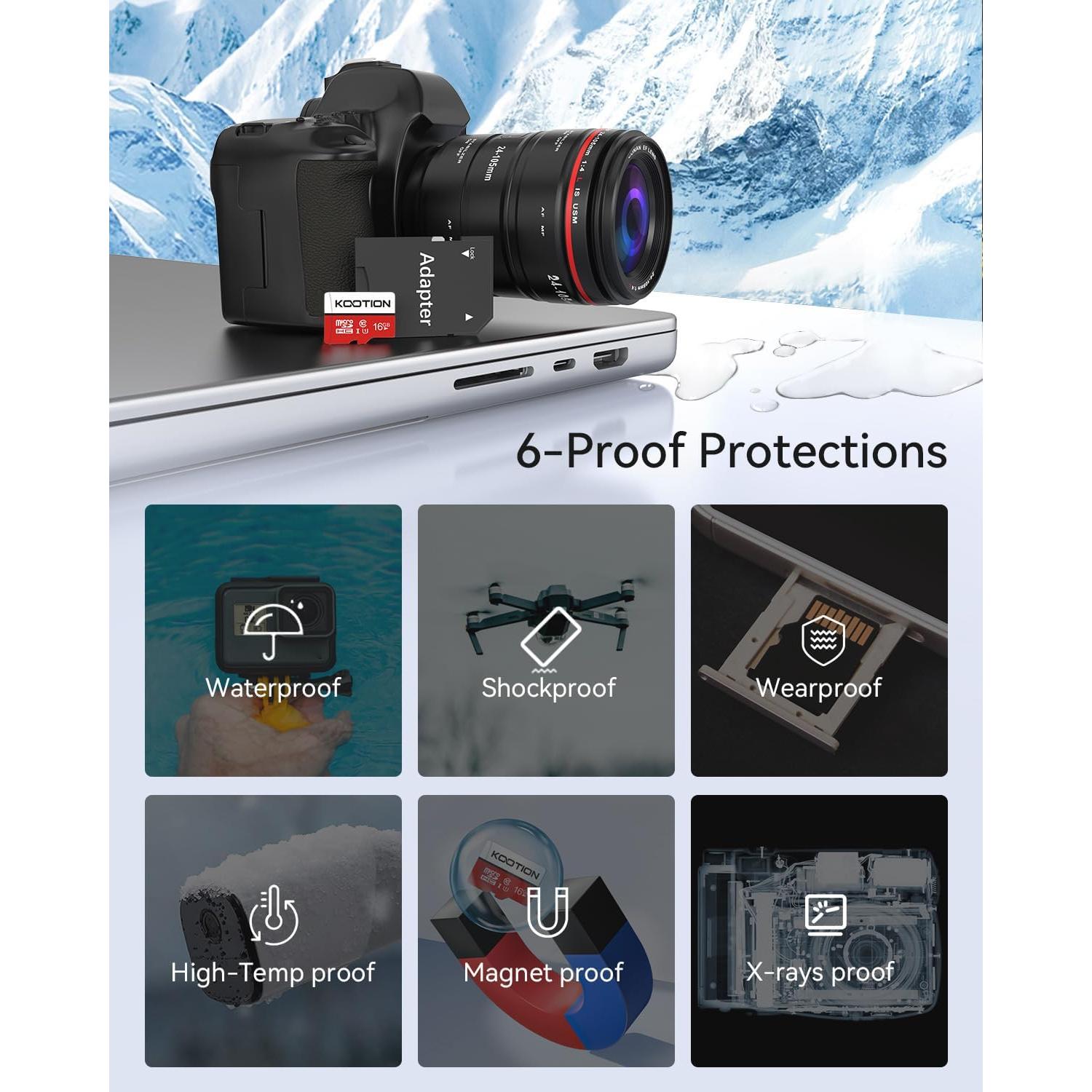 Paquete de 10 Tarjetas Micro SD 16GB KOOTION UHS-I Clase 10