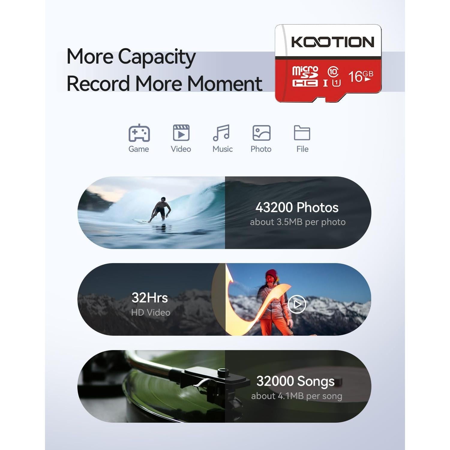 Paquete de 10 Tarjetas Micro SD 16GB KOOTION UHS-I Clase 10