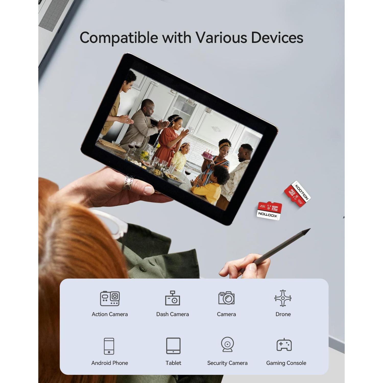 Paquete de 10 Tarjetas Micro SD 16GB KOOTION UHS-I Clase 10