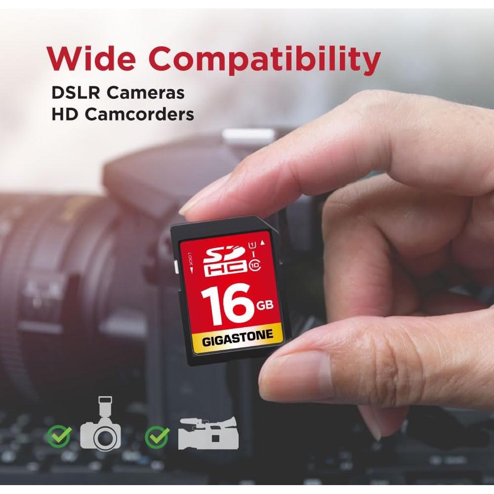 GIGASTONE 16GB Paquete de 5 Tarjetas SD UHS-I Clase 10 Full HD