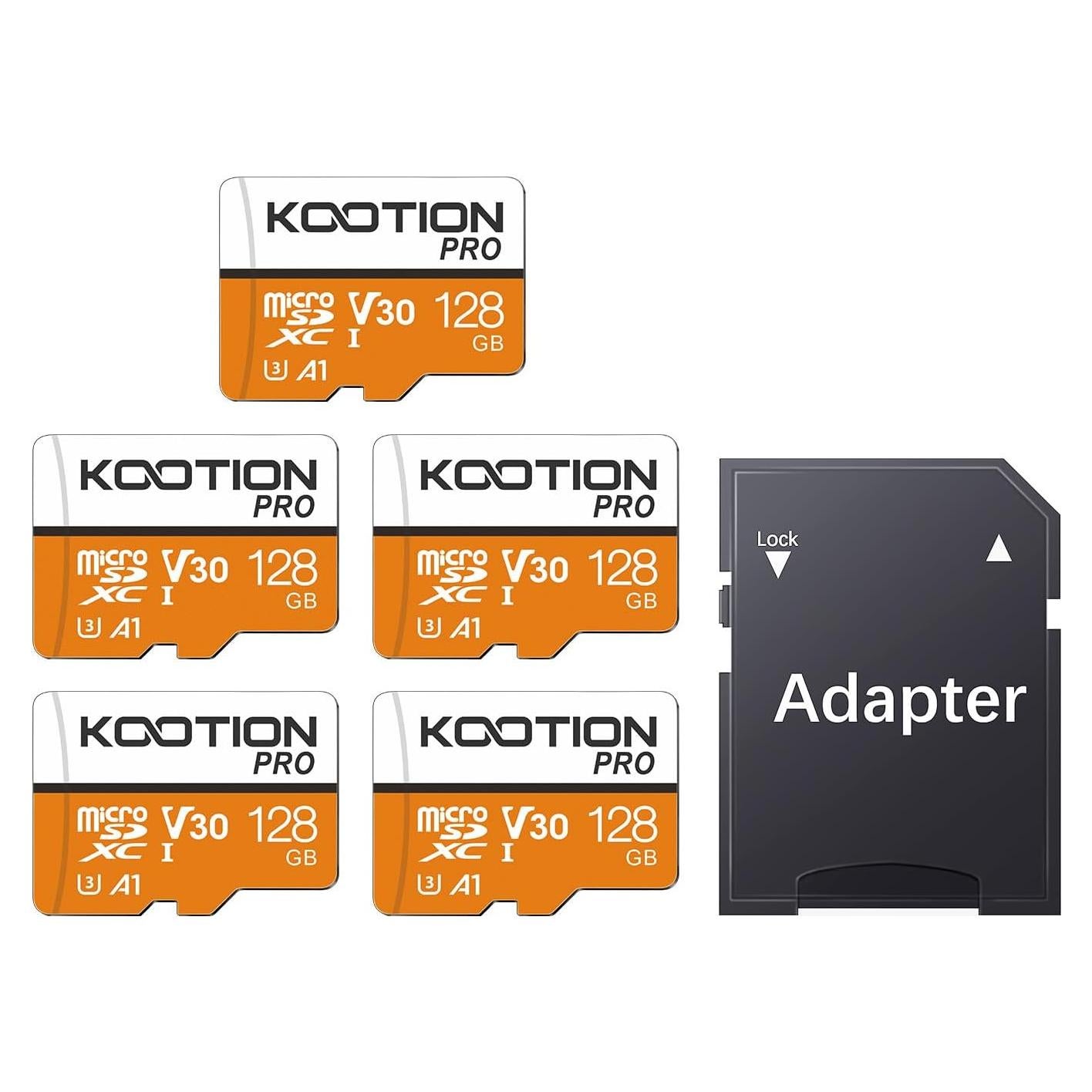 Tarjetas Micro SD 128GB KOOTION U3 V30 A1 Pack de 5