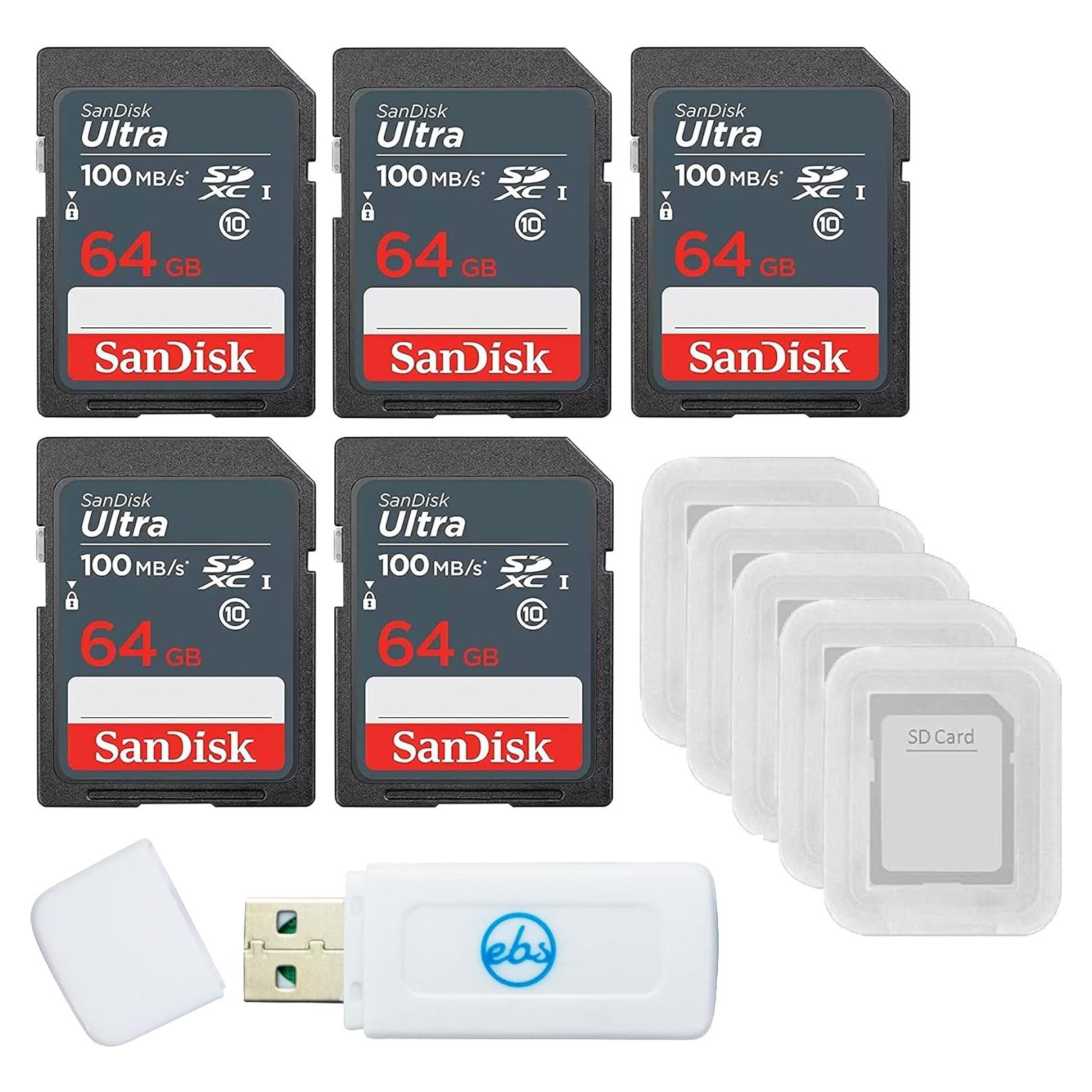 Paquete 5 Tarjetas SanDisk 64GB SDXC Ultra + Lector