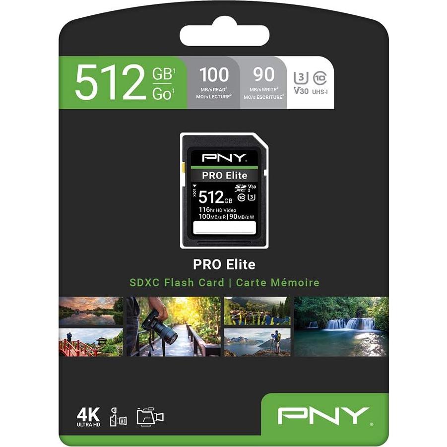 Tarjeta de Memoria Flash PNY 512GB PRO Elite U3 V30 100MB/s