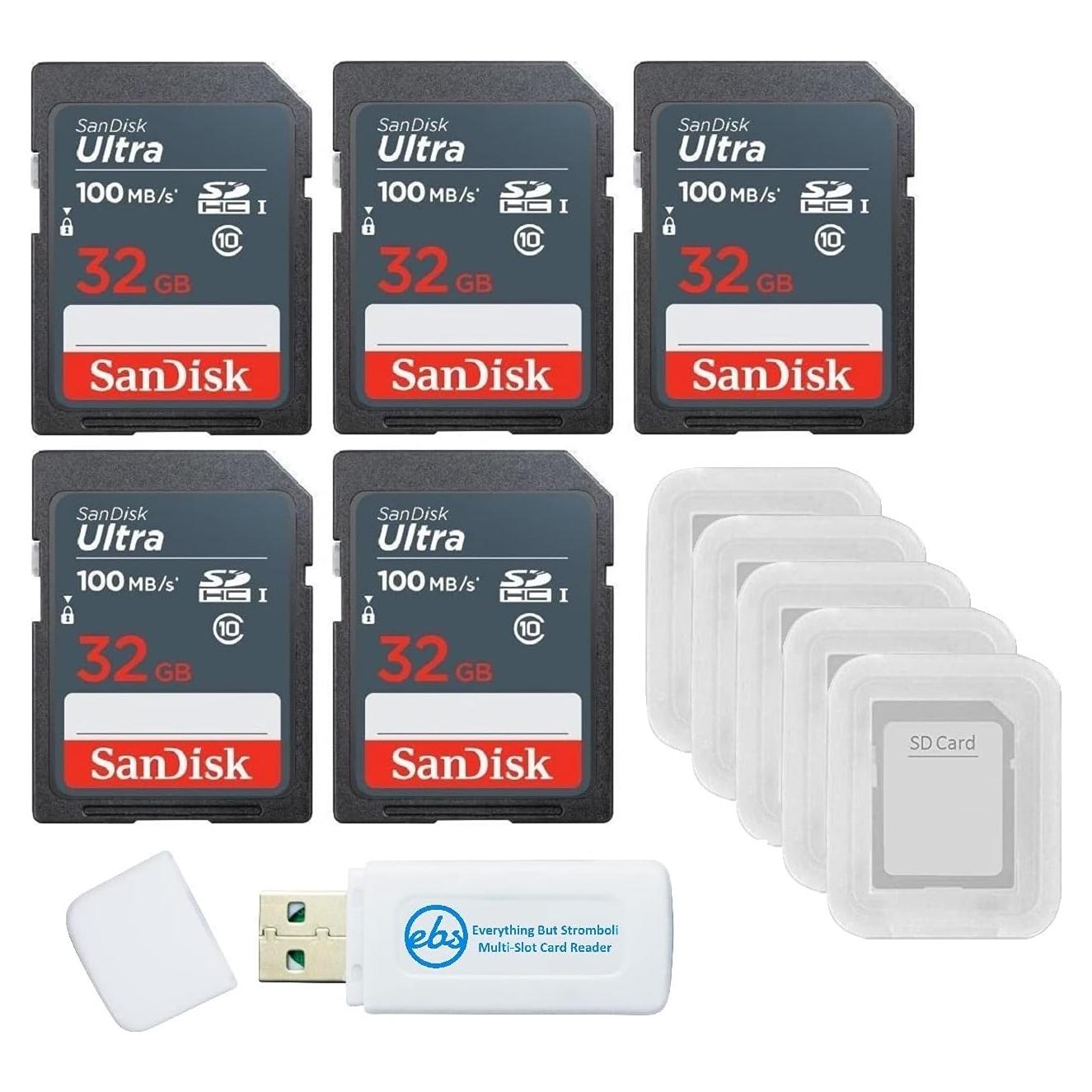 Paquete 5 Tarjetas SanDisk 32GB Ultra SDHC UHS-I Clase 10
