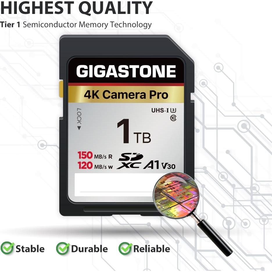 Tarjeta de Memoria SDXC Gigastone 1TB 4K 150MB/s Clase 10