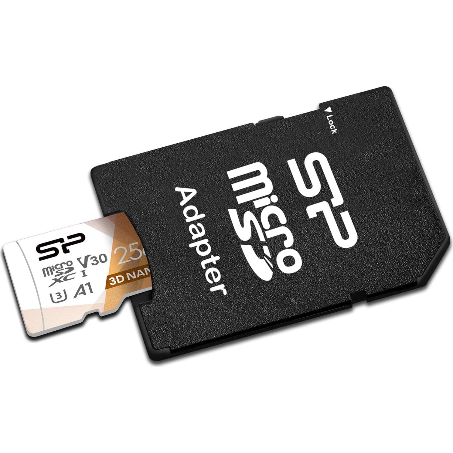 Silicon Power 256GB Micro SD Card U3 SDXC Up to 100MB/s High Speed Memory Card with Adapter for Nintendo-Switch, Cams and Drones