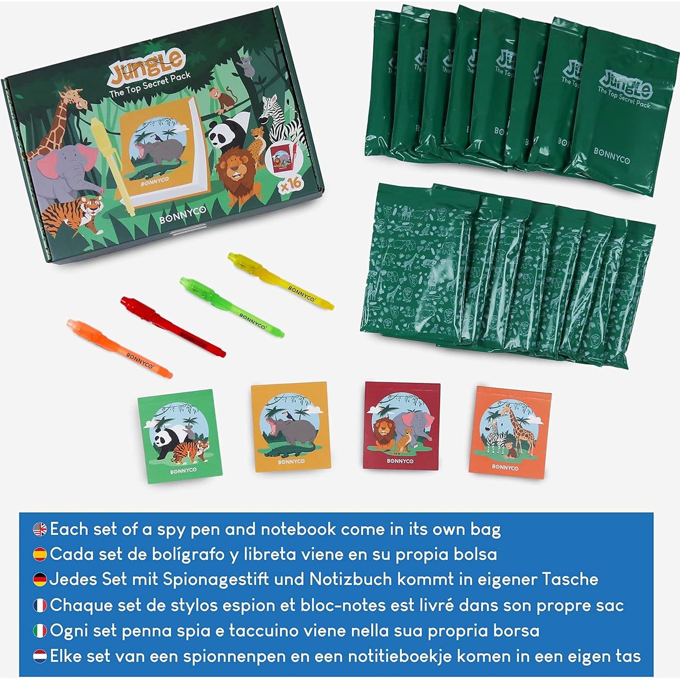 Paquete 16 bolígrafos tinta invisible + cuaderno - BONNYCO