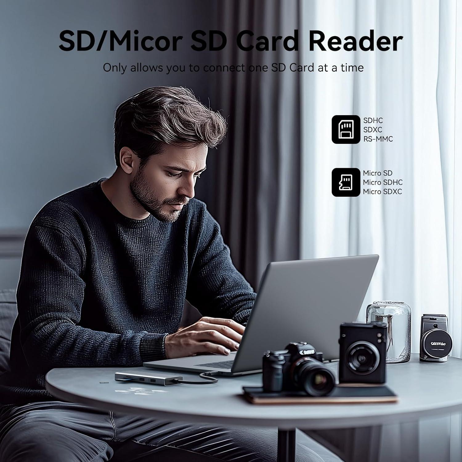 Adaptador USB C VVB 9 Puertos 2 HDMI 4K + VGA + PD 100W