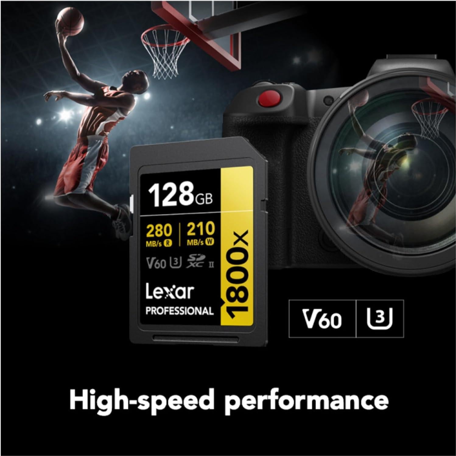 Tarjeta SDXC Lexar 128GB UHS-II 1800x V60 4K Oro