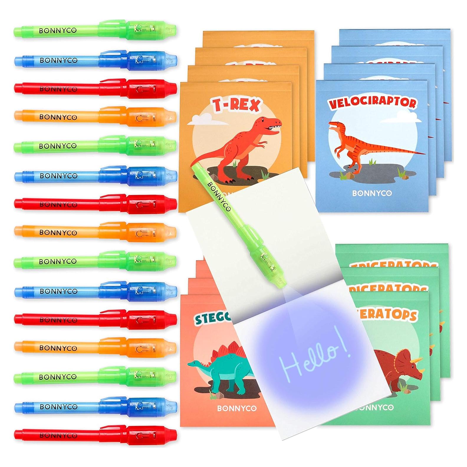 BONNYCO Paquete 16 Bolígrafos Tinta Invisible Dinosaurios