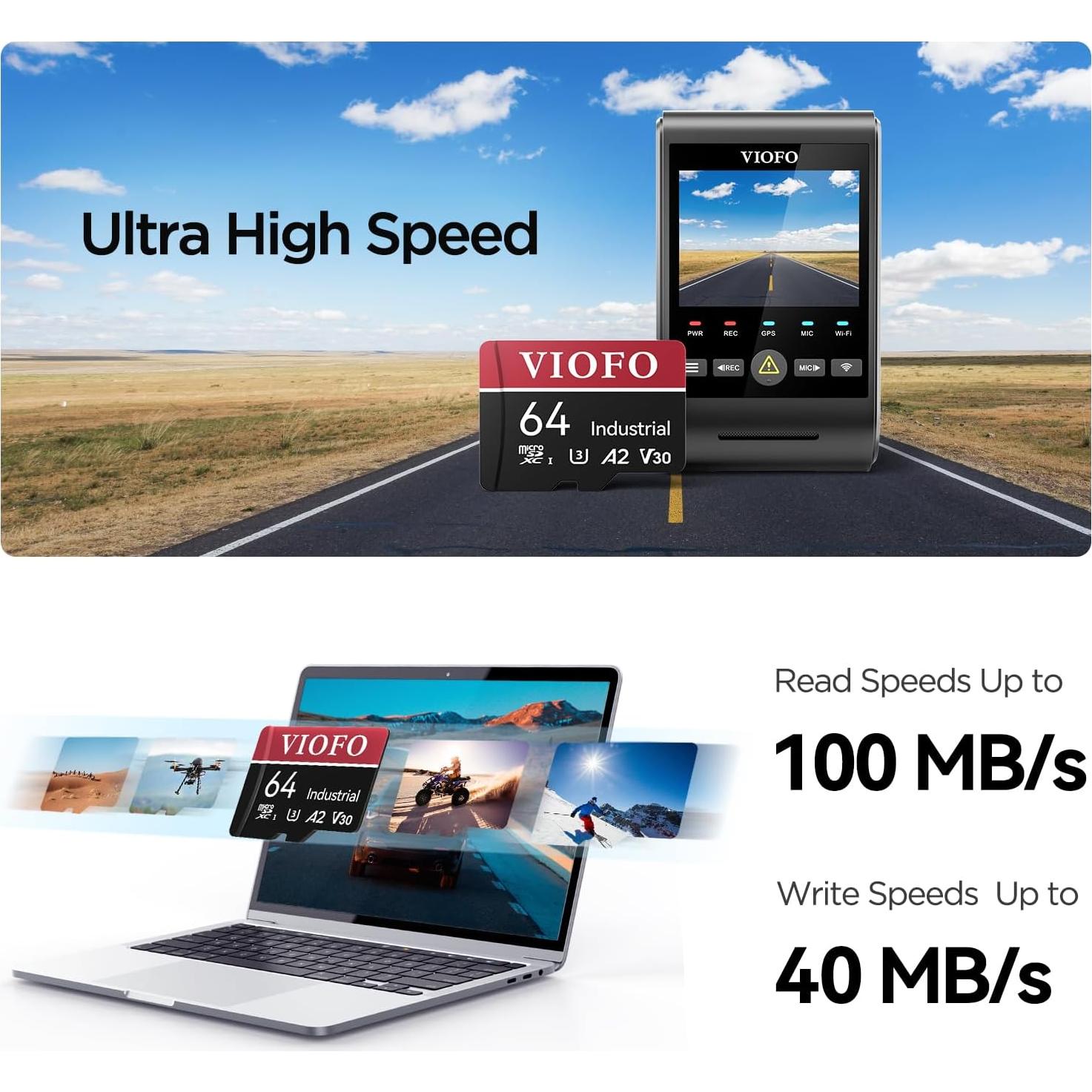 Tarjeta microSD VIOFO 64GB U3 A2 V30 Alta Velocidad