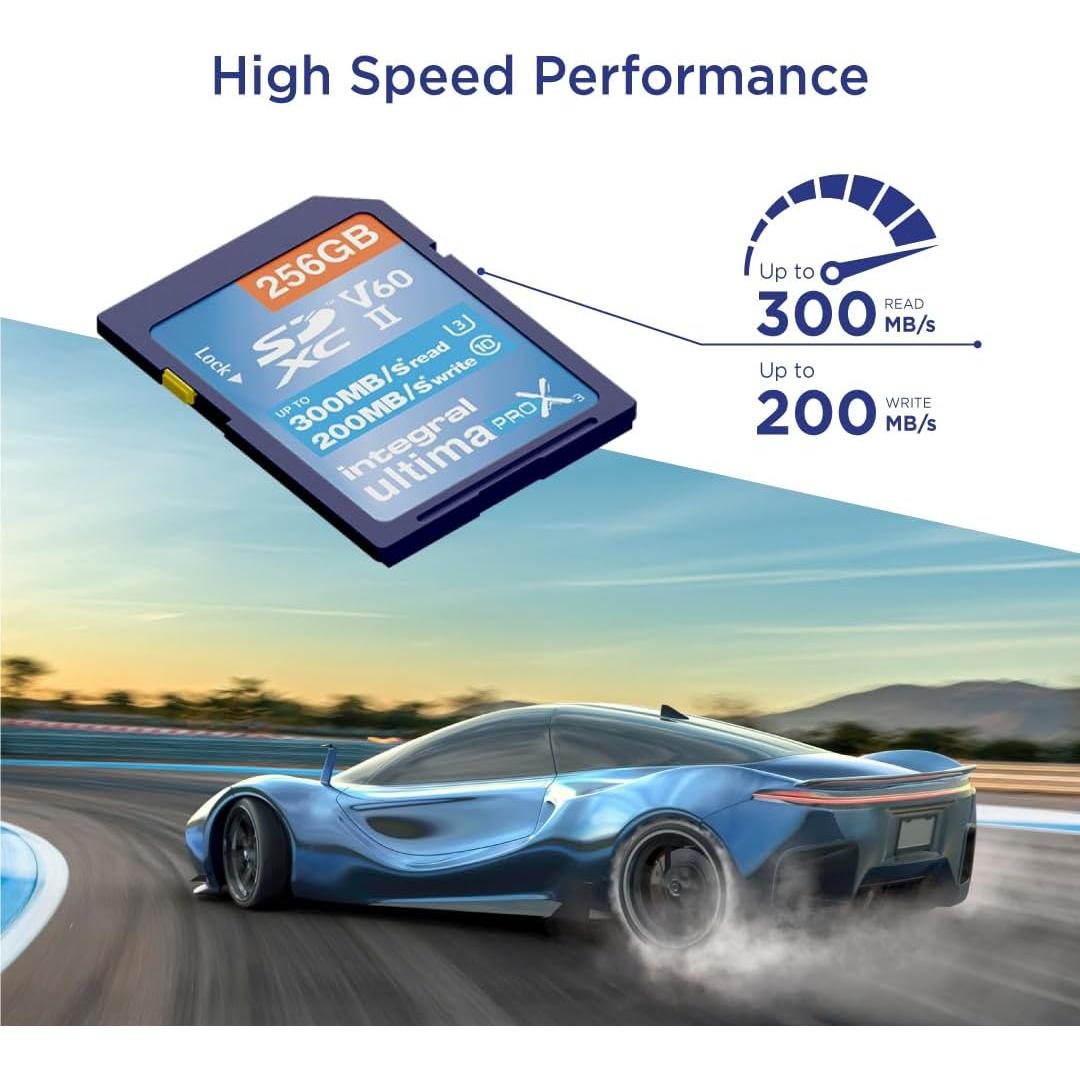 Tarjeta SD UHS-II 256GB Integral V60 300MB/s lectura 200MB/s escritura