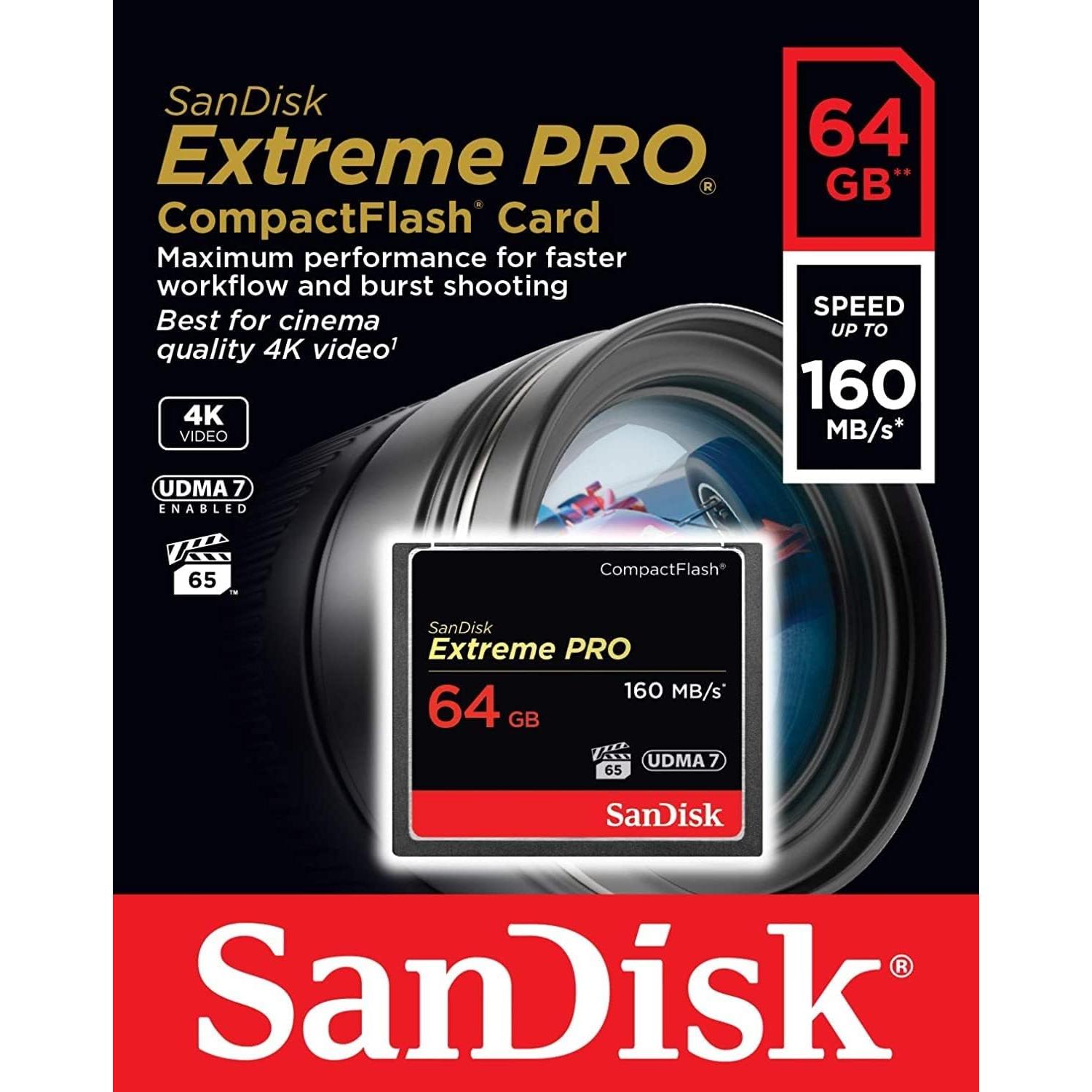 Tarjeta de Memoria SanDisk 64GB Extreme PRO UDMA 7 160MB/s
