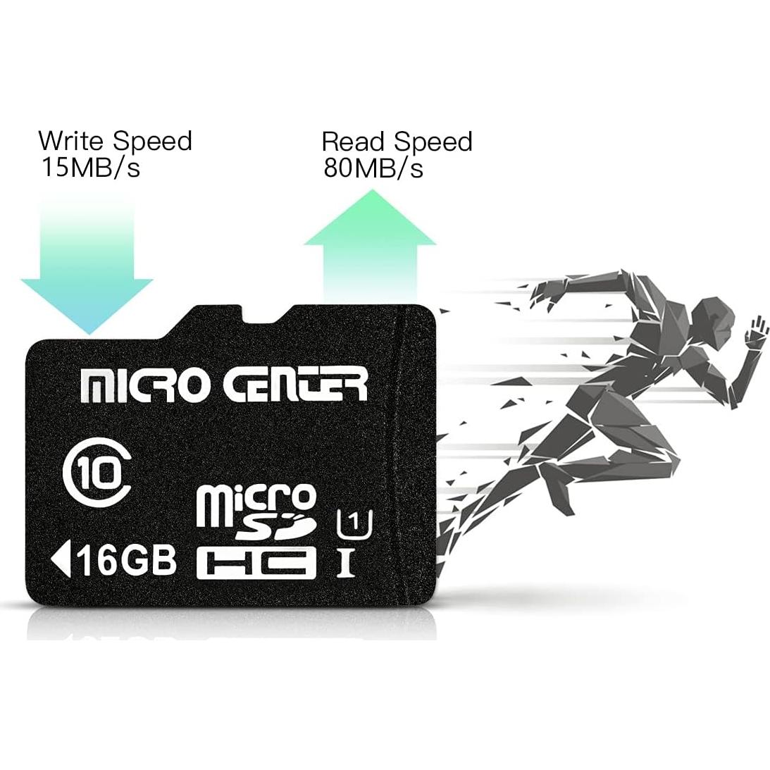 Micro Center 16GB Tarjeta MicroSDHC Clase 10 con Adaptador - 10 Paquete