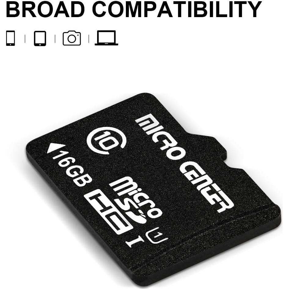 Micro Center 16GB Tarjeta MicroSDHC Clase 10 con Adaptador - 10 Paquete