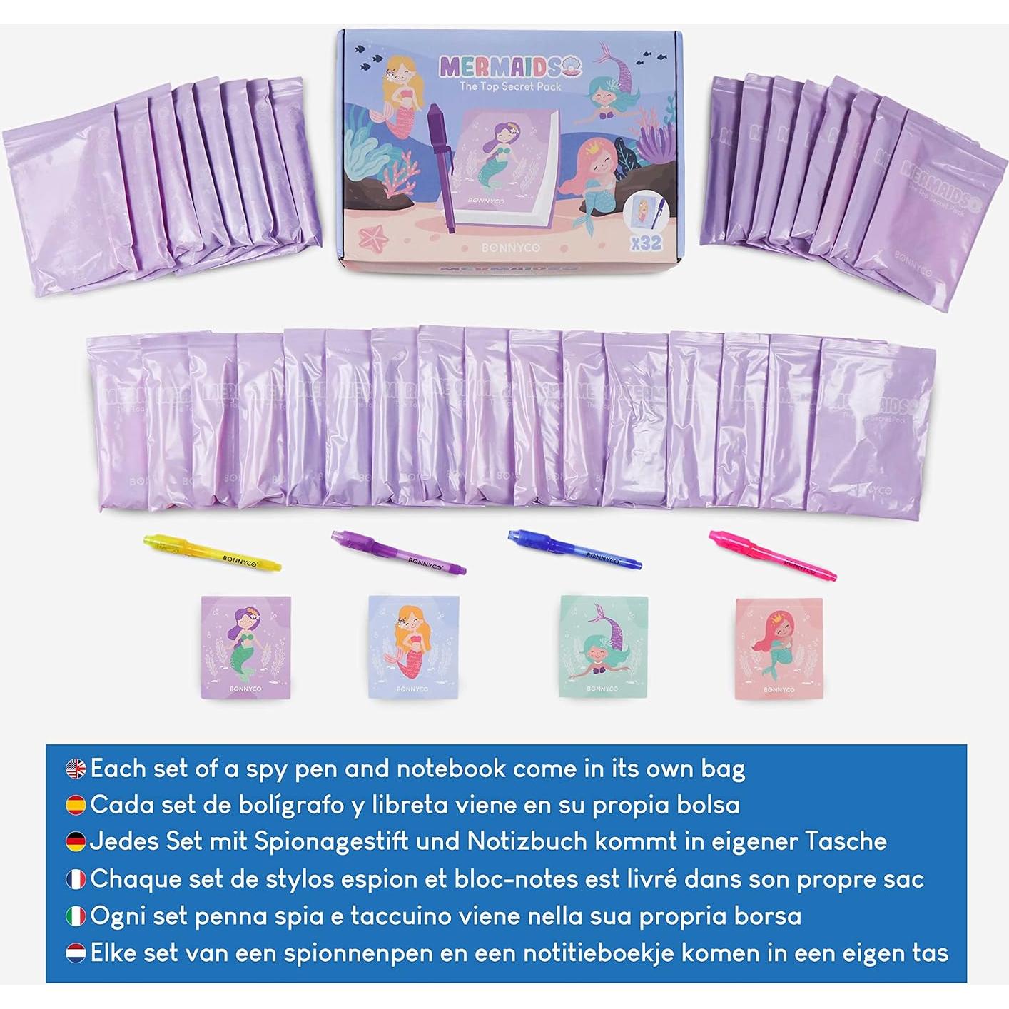 BONNYCO 32 Bolígrafos Tinta Invisible y Cuadernos Sirenas