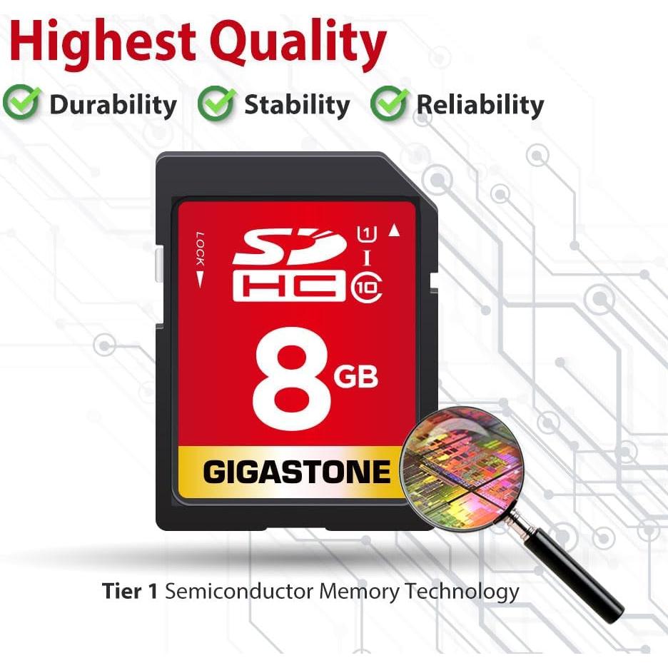 Gigastone 8GB Tarjeta de Memoria SDHC Clase 10 - Paquete de 2