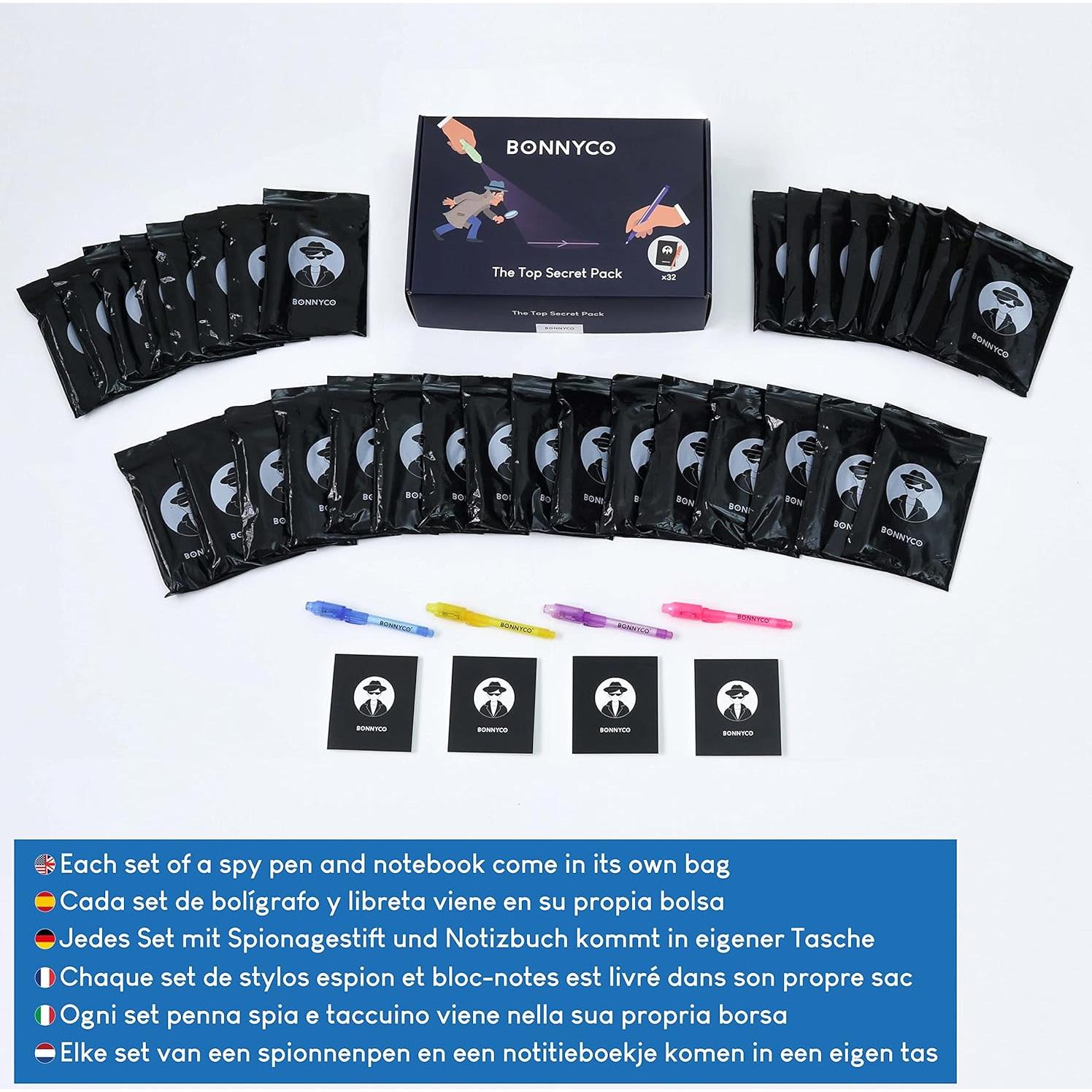 BONNYCO Paquete 32 Bolígrafos Tinta Invisible y Cuaderno