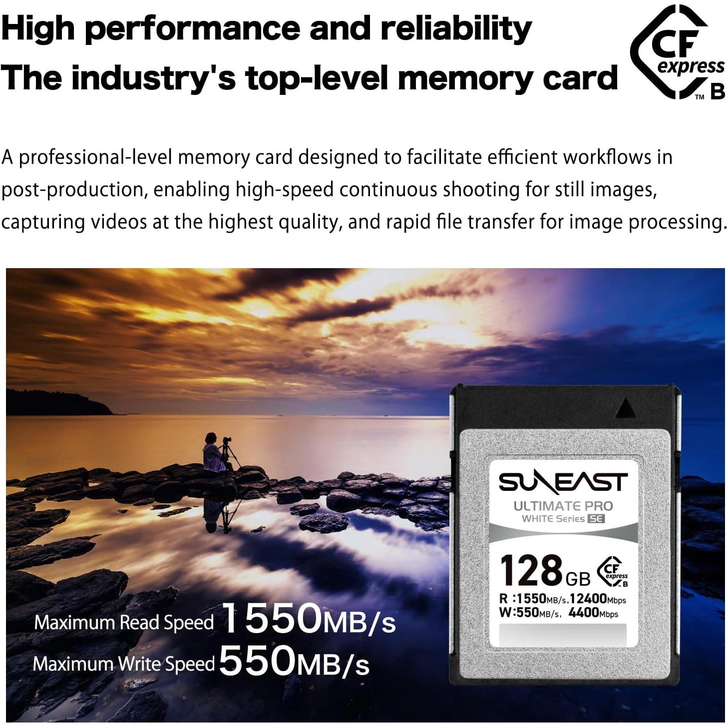 Tarjeta CFexpress Tipo B 128GB SUNEAST 8K 1550MB/s