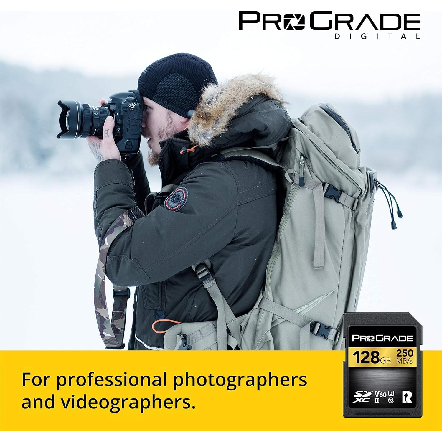 SD UHS-II 128GB Card V60 –Up to 130MB/s Write Speed and 250 MB/s Read Speed | for Professional Vloggers, Filmmakers, Photographers & Content Curators – by Prograde Digital