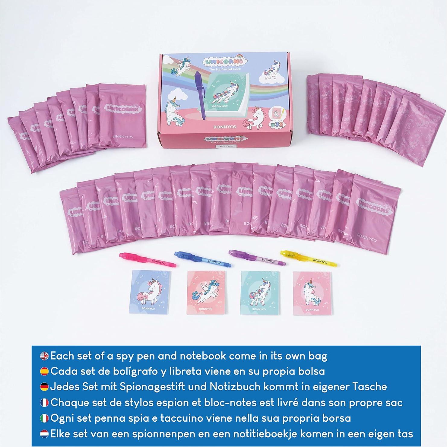 BONNYCO Paquete 32 Bolígrafos Tinta Invisible Unicornio