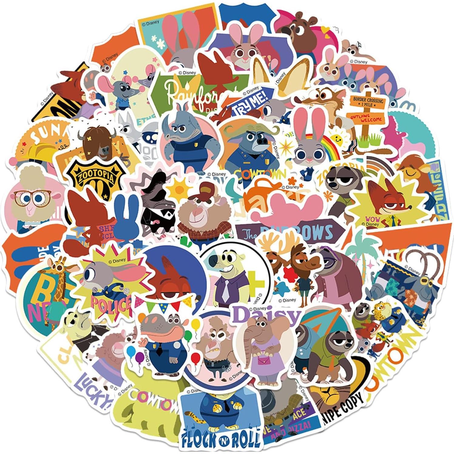 50 Calcomanías Zootopia Judy Hopps Nick Wilde Mozoltov