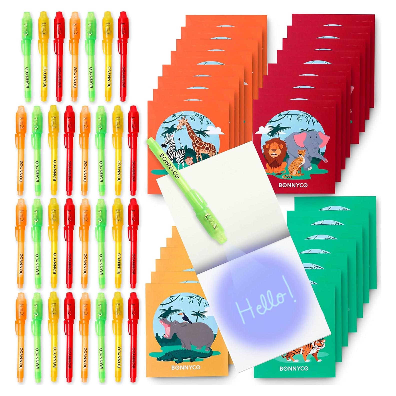 BONNYCO Paquete 32 bolígrafos tinta invisible y cuaderno