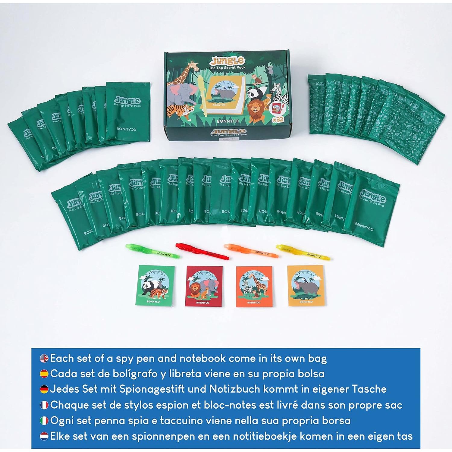 BONNYCO Paquete 32 bolígrafos tinta invisible y cuaderno