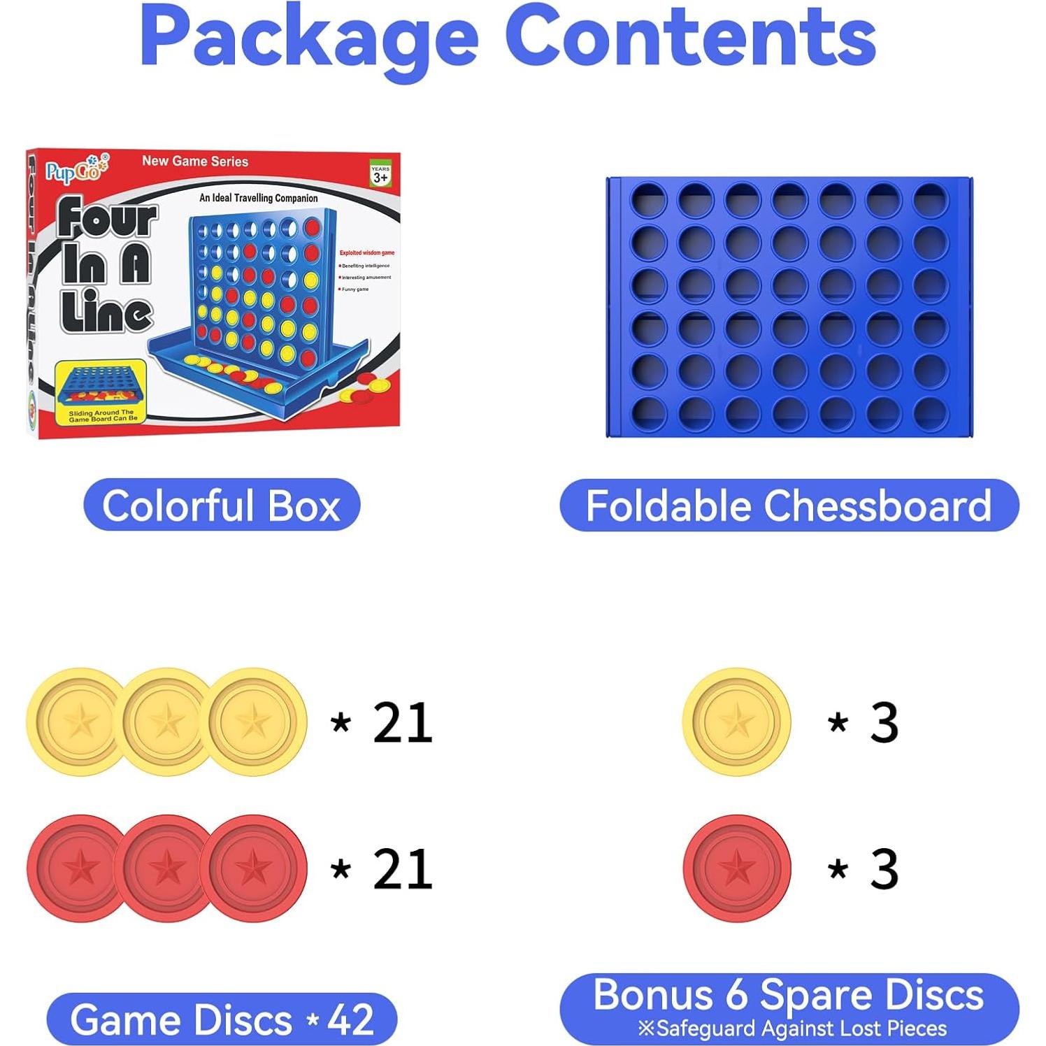 Juego de Mesa Pup Go 4 en Línea Grande para 2 Jugadores