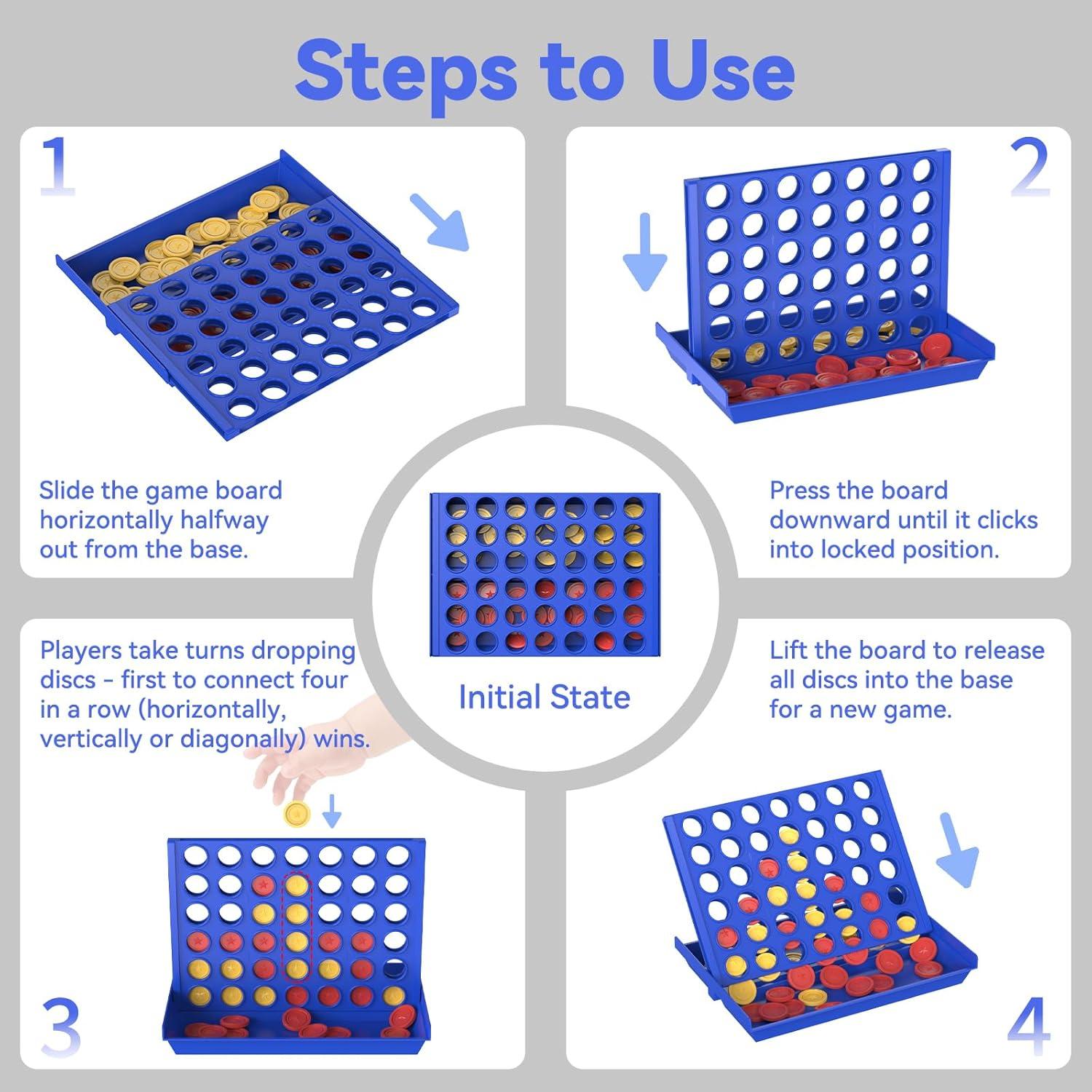 Juego de Mesa Pup Go 4 en Línea Grande para 2 Jugadores