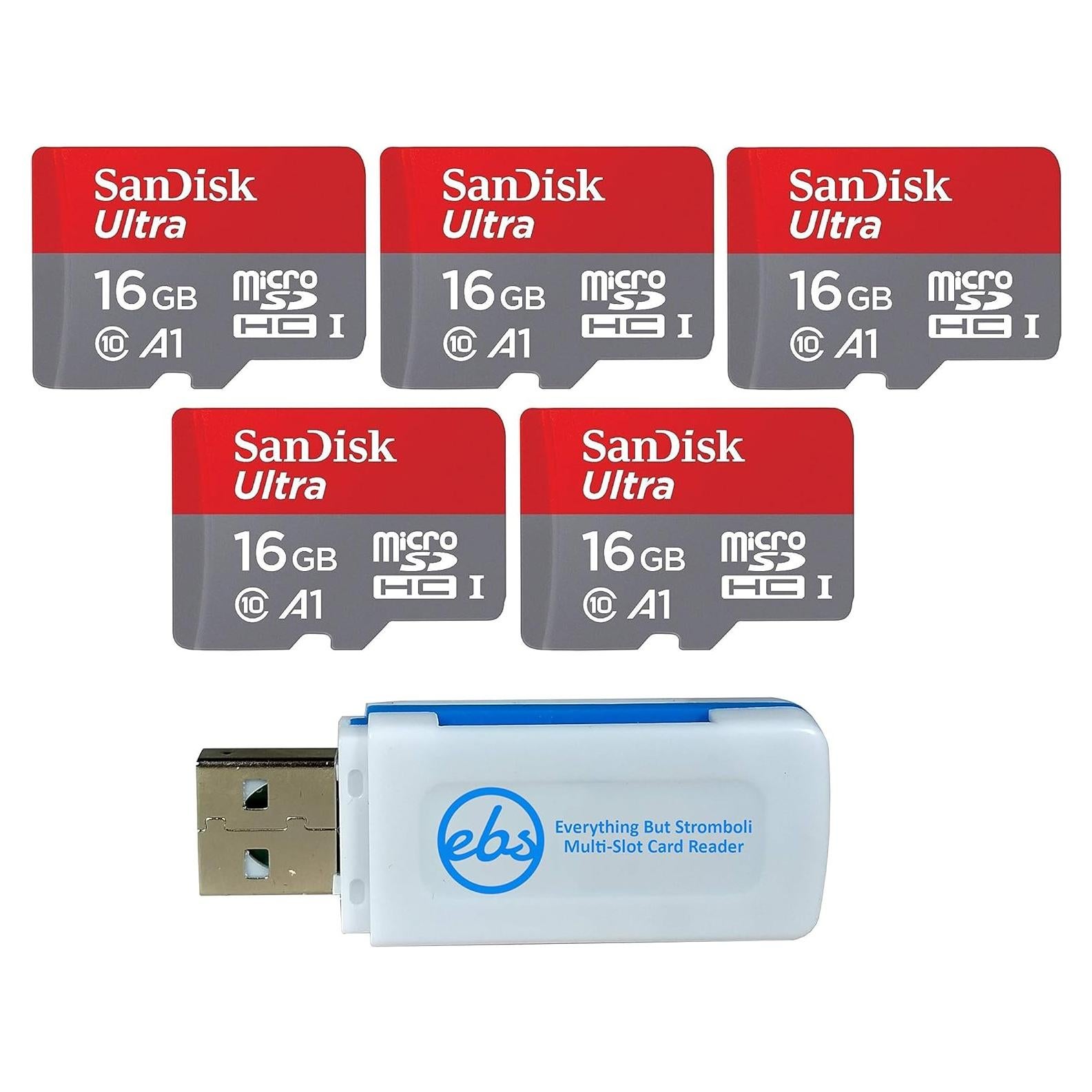 Paquete de 5 Tarjetas MicroSD SanDisk 16GB Ultra 98MB/s