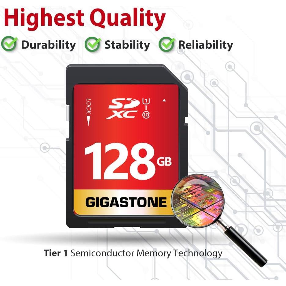 GIGASTONE 128GB Tarjeta SDXC UHS-I Clase 10 2-Pack