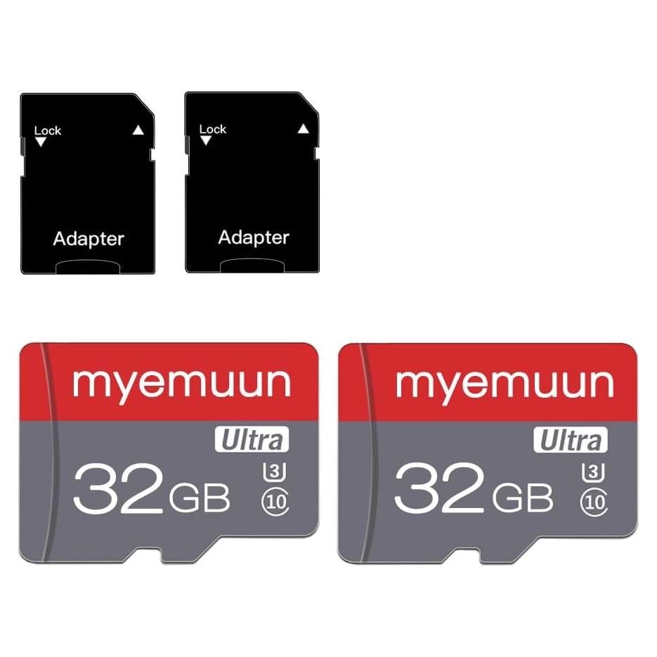 2 Tarjetas Micro SD 32GB myemuun con Adaptador SD Clase 10