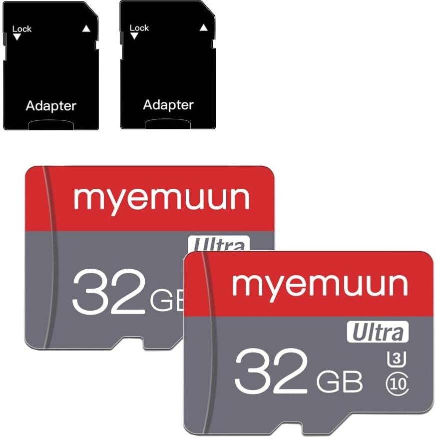 2 Tarjetas Micro SD 32GB myemuun con Adaptador SD Clase 10