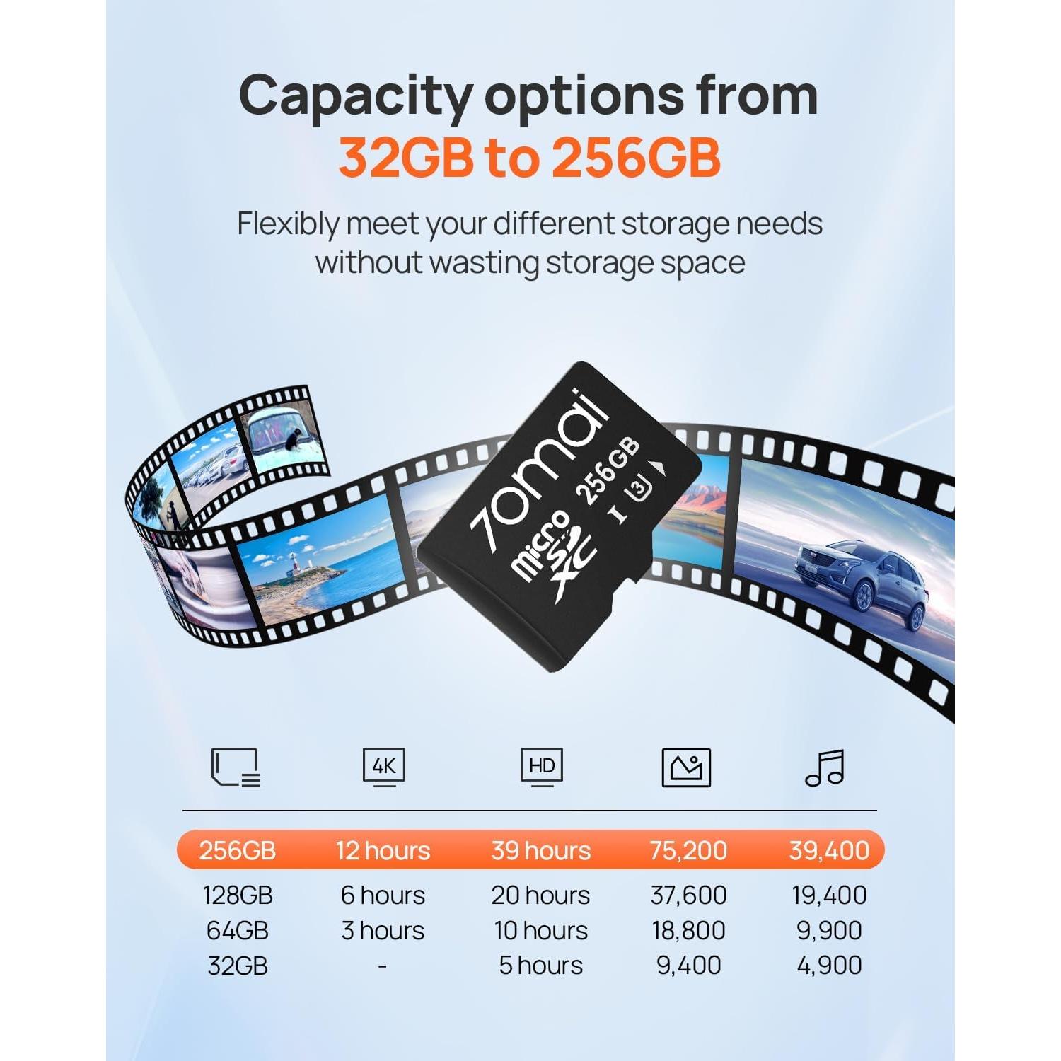 Tarjeta Micro SD 70mai 64GB UHS-I V30 100MB/s a Prueba de Agua