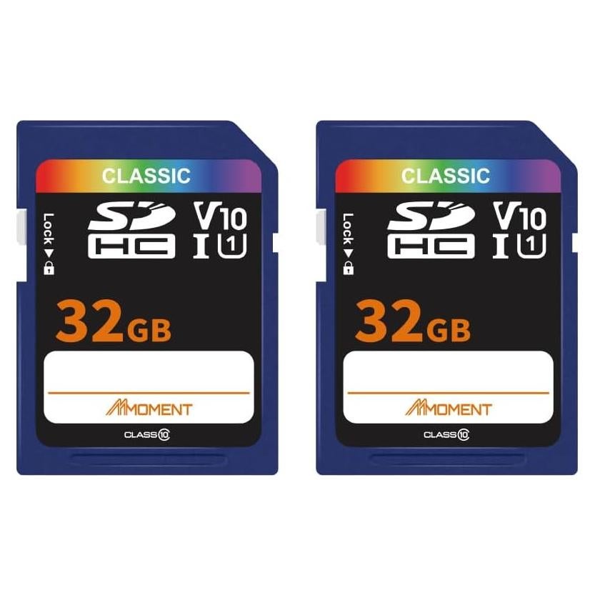 MMOMENT 32GB (2Pack) Full-Size SD, SDHC Card Compatible with Camera Full HD Video, PC, UHS-I, U1, V10, Class 10, Read Speed Up to 97 MB/s,Write Speed Up to 25MB/s