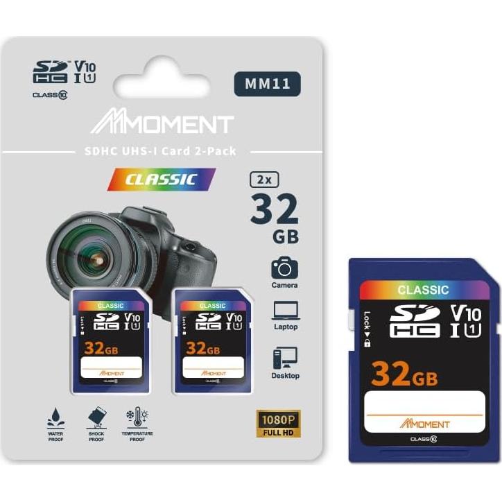 MMOMENT 32GB (2Pack) Full-Size SD, SDHC Card Compatible with Camera Full HD Video, PC, UHS-I, U1, V10, Class 10, Read Speed Up to 97 MB/s,Write Speed Up to 25MB/s