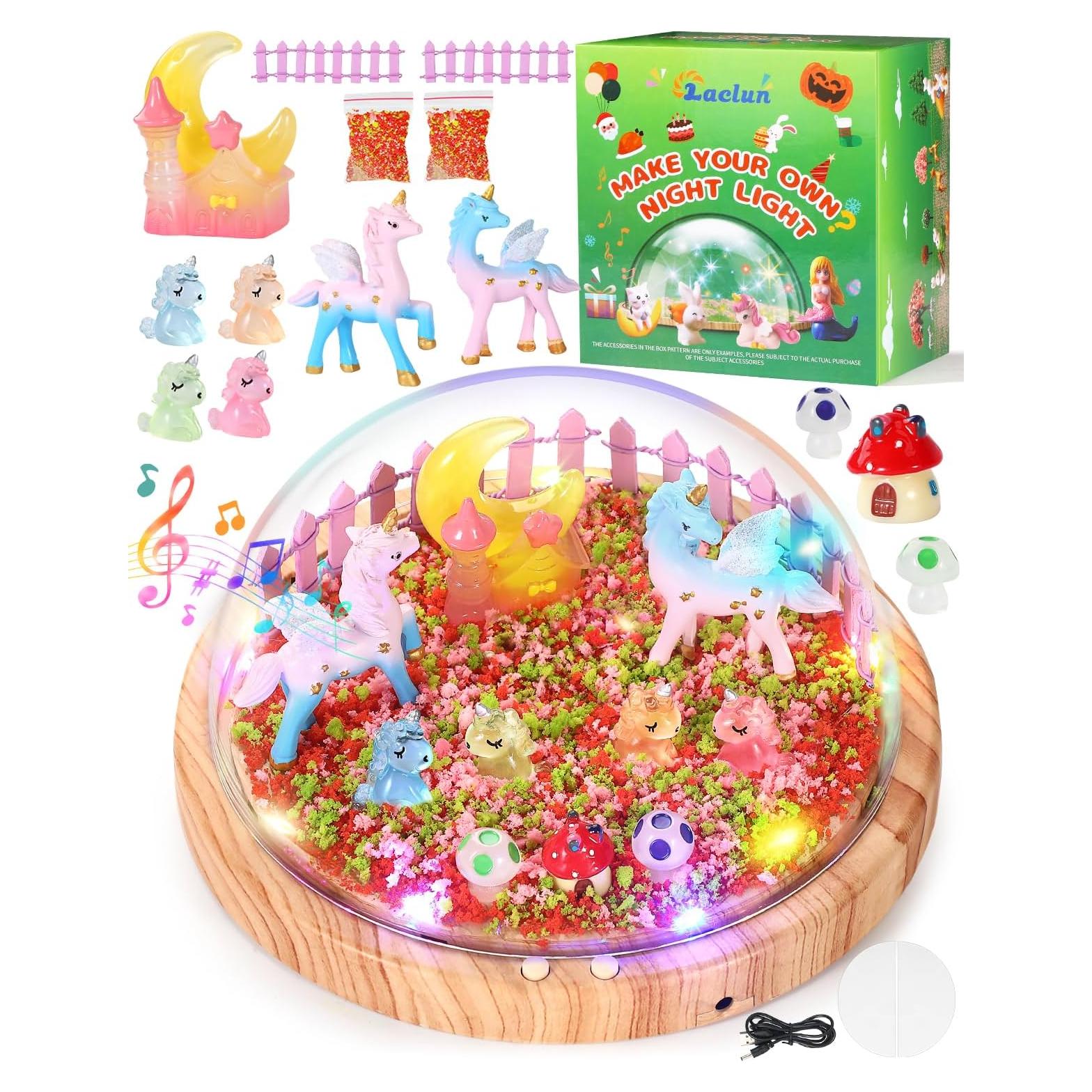 Laclun Unicorns Gifts for Girls,Make Your Own Night Light, Arts and Crafts Kit for Kids,Birthday Gift for Girls Ages 4 5 6 7 8 9 10 Year Old DIY Unicorns Toys for Girls Best Girls Christmas Presents