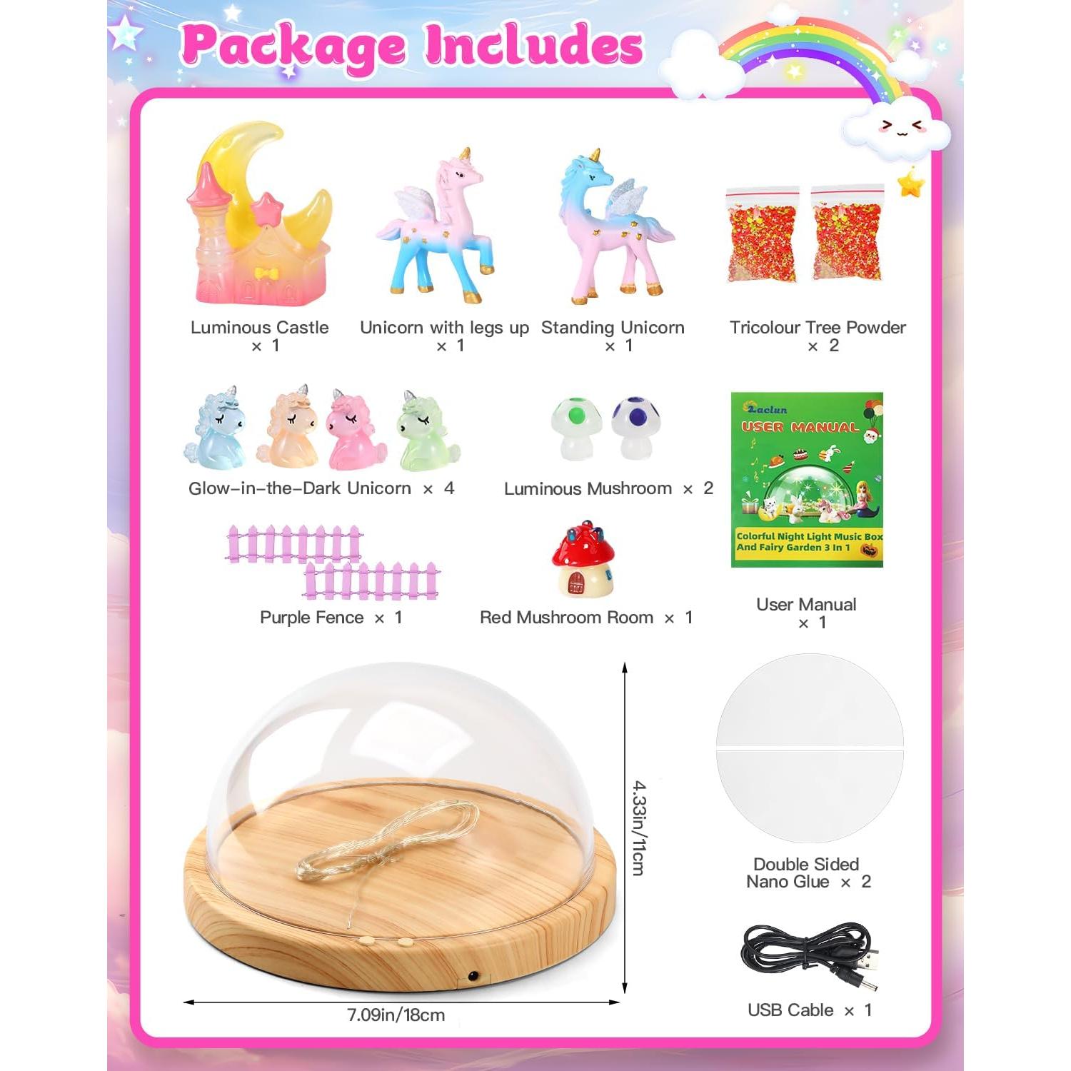 Laclun Unicorns Gifts for Girls,Make Your Own Night Light, Arts and Crafts Kit for Kids,Birthday Gift for Girls Ages 4 5 6 7 8 9 10 Year Old DIY Unicorns Toys for Girls Best Girls Christmas Presents