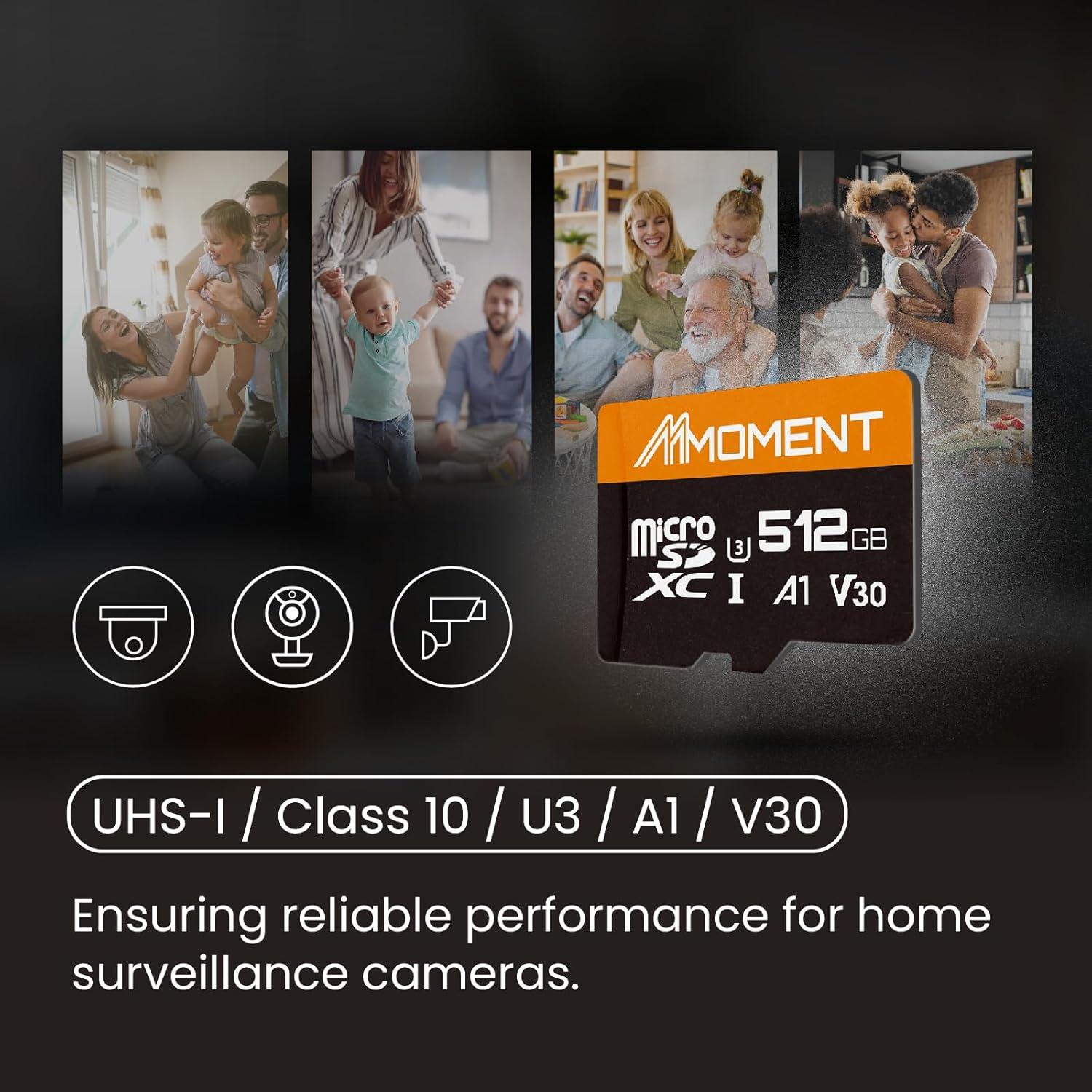 Tarjeta Micro SDXC Moment 512GB A1 UHS-I V30 Clase 10